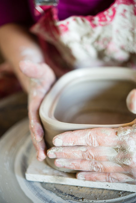 Nic Collins and Sabine Nemet in their pottery 2016